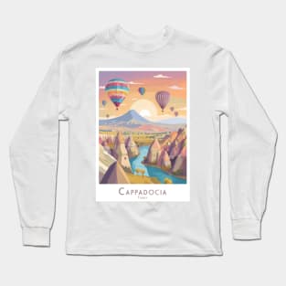 Travel Vintage Retro Poster Enchanting Cappadocia Sunset Long Sleeve T-Shirt